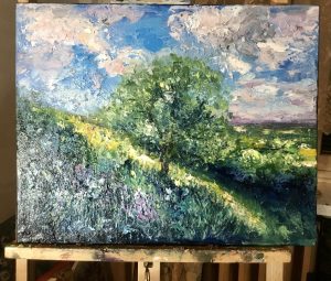 Summer landscape original oil painting 
