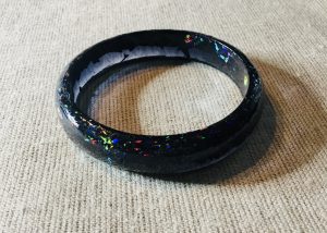 Set of 3 white and black resin bangles