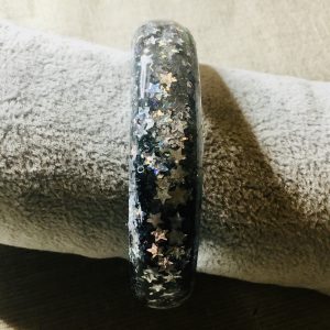 Starry night jewelry set,resin bangle and earrings 