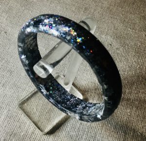Starry night jewelry set,resin bangle and earrings 