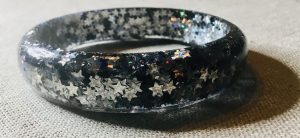 Starry night jewelry set,resin bangle and earrings 