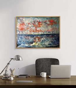 Orange sunset original oil painting 