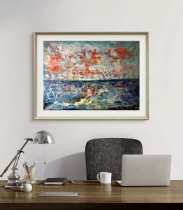 Orange sunset original oil painting 