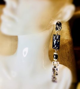 Silver dots earrings,unique handmade jewelry 