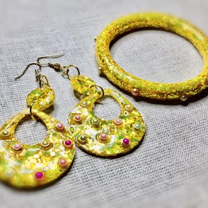 Golden glitter jewelry set