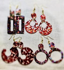 Customized Red pink glitter earrings 