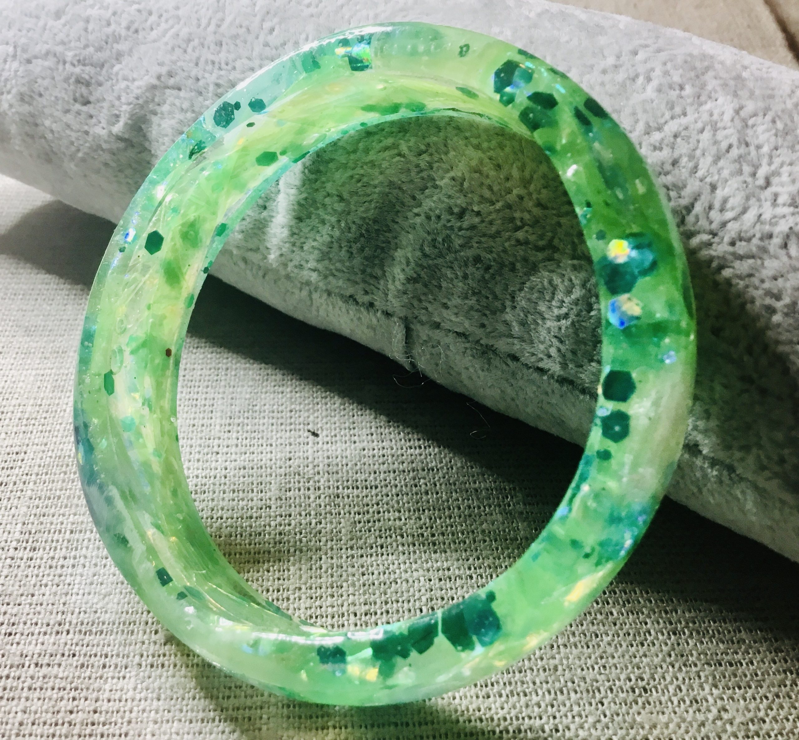Green fish bangle,handmade resin jewellery