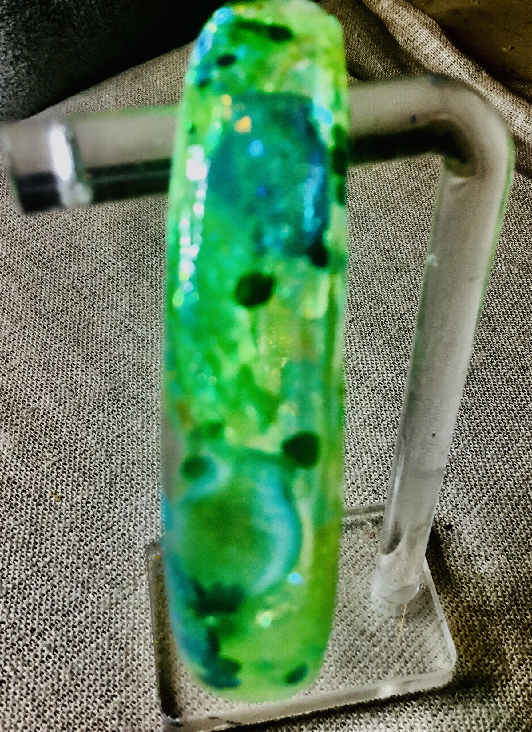 Green fish bangle,handmade resin jewellery
