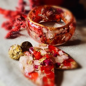 Red hortensias jewelry set,handmade women jewelry
