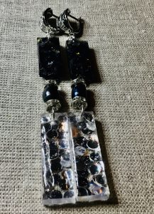 Silver dots earrings,unique handmade jewelry 