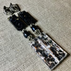 Silver dots earrings,unique handmade jewelry 
