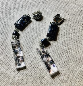 Silver dots earrings,unique handmade jewelry 