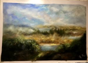 Semi abstract landscape original pastel painting 