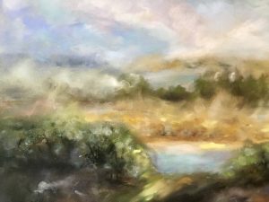 Semi abstract landscape original pastel painting 