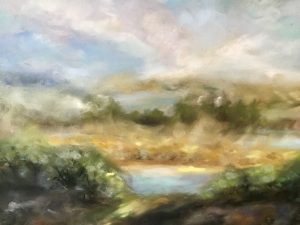 Semi abstract landscape original pastel painting 