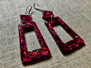 Bright pink glitter jewelry set