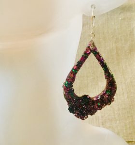 Red & pink glitter earrings set