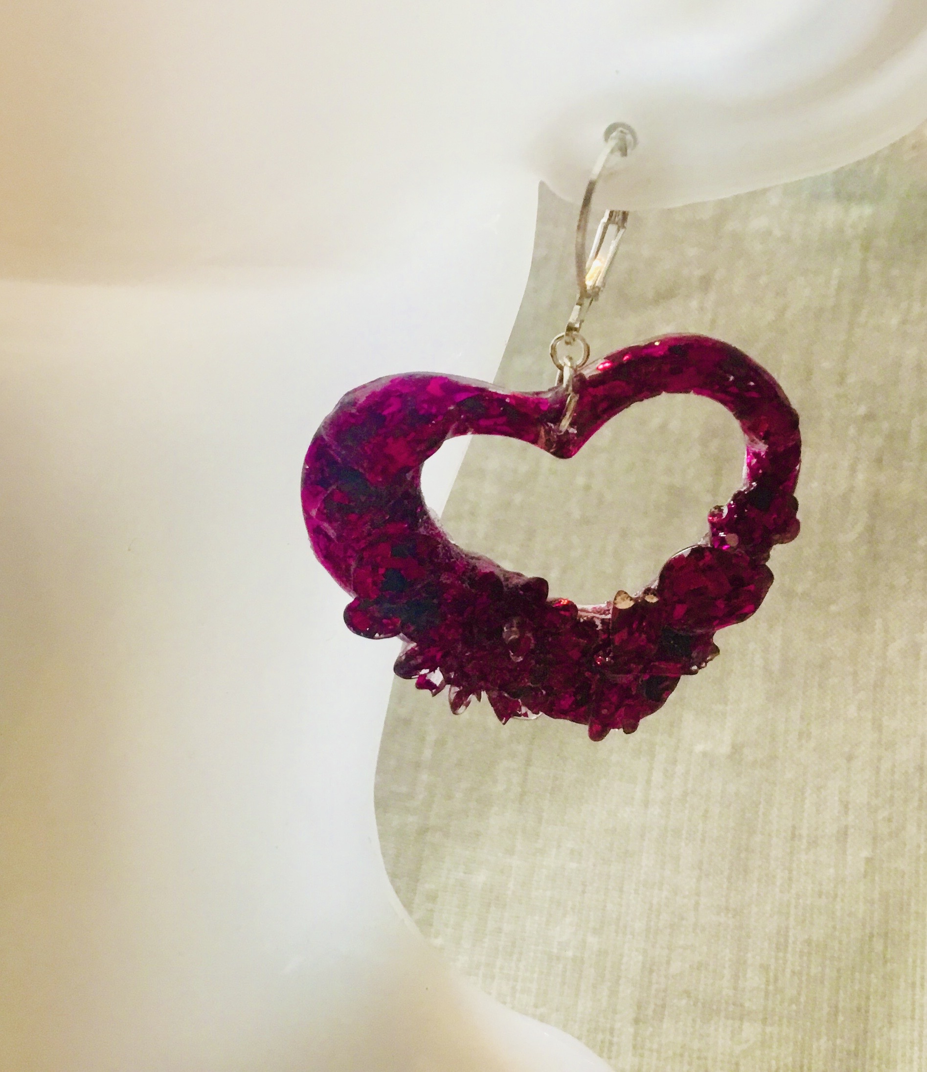 Red & pink glitter earrings set