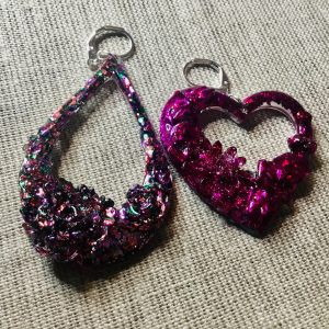 Red & pink glitter earrings set