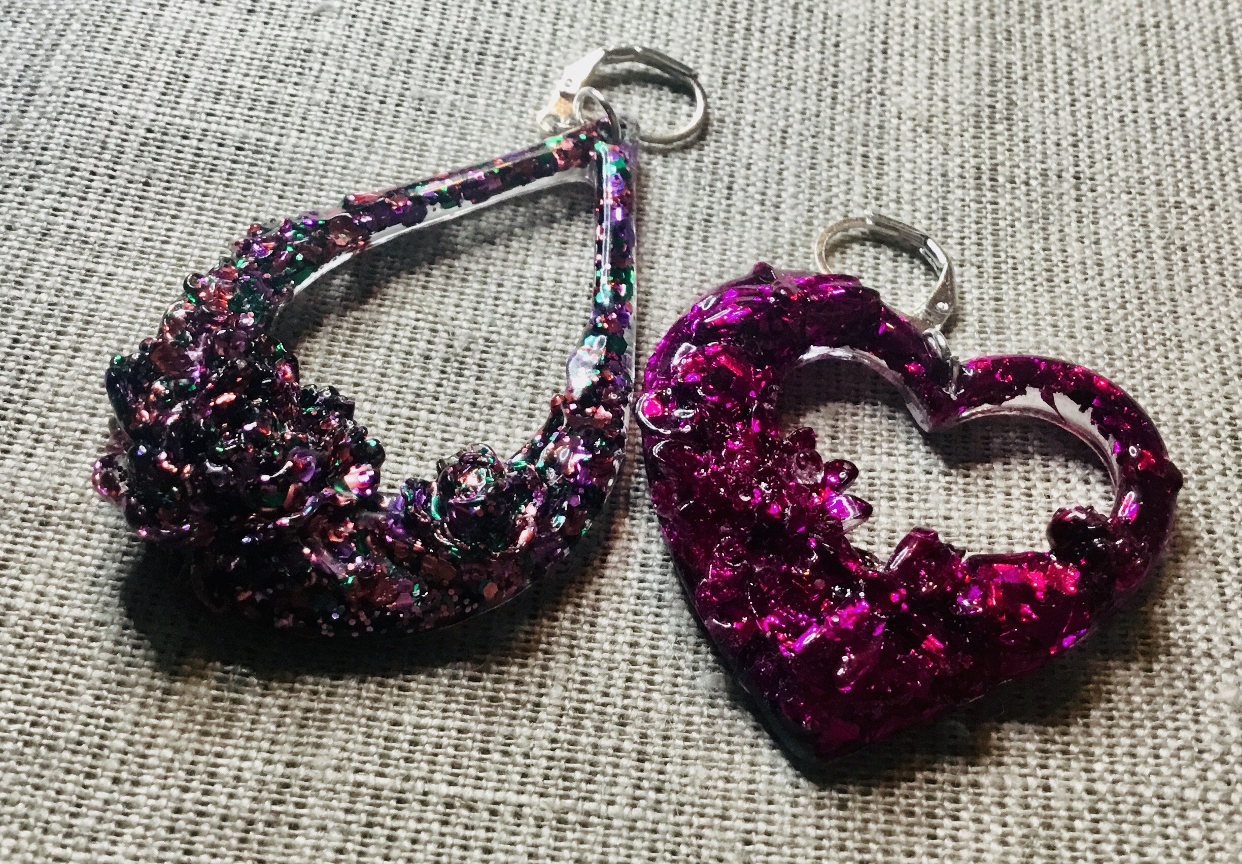Red & pink glitter earrings set