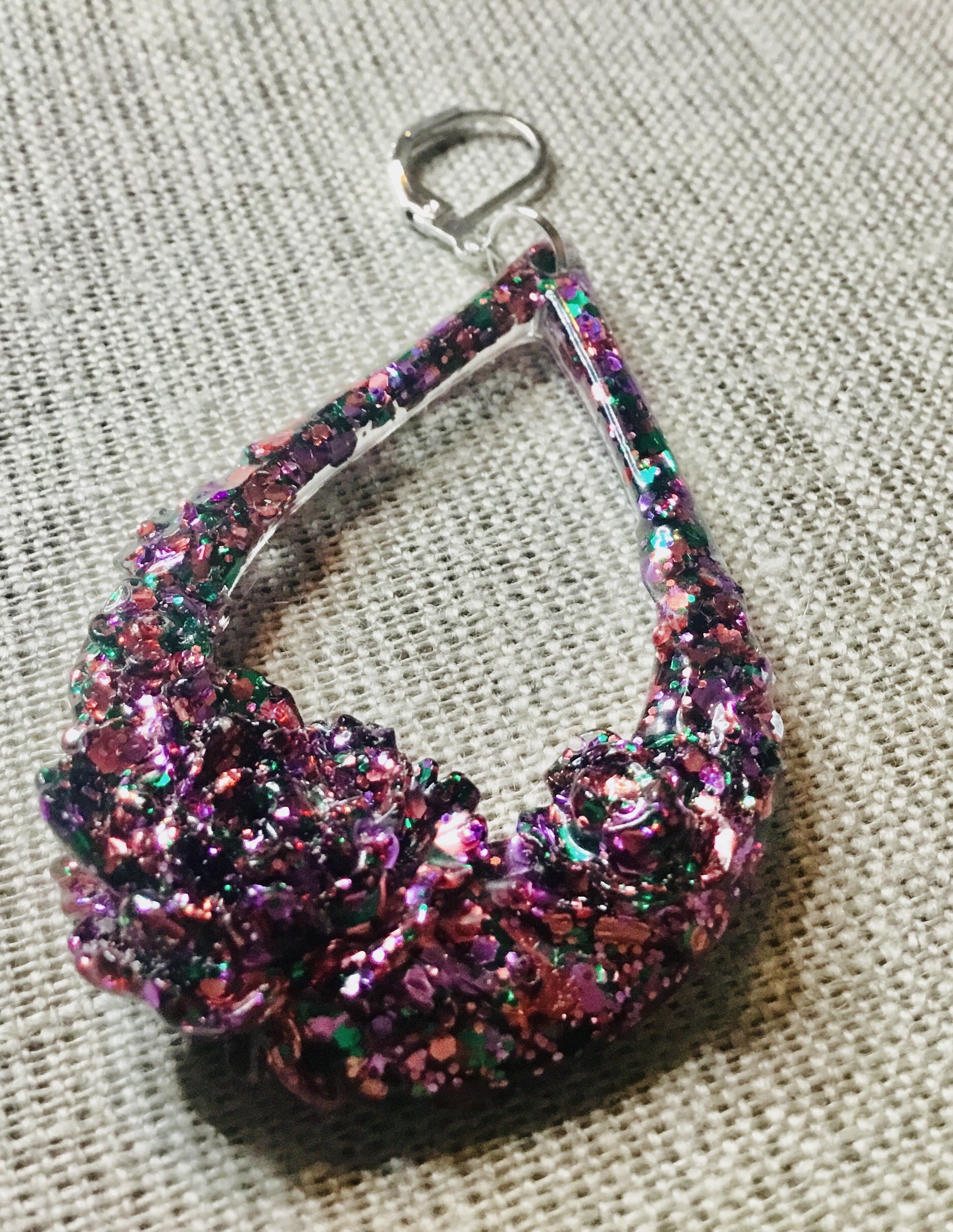Red & pink glitter earrings set
