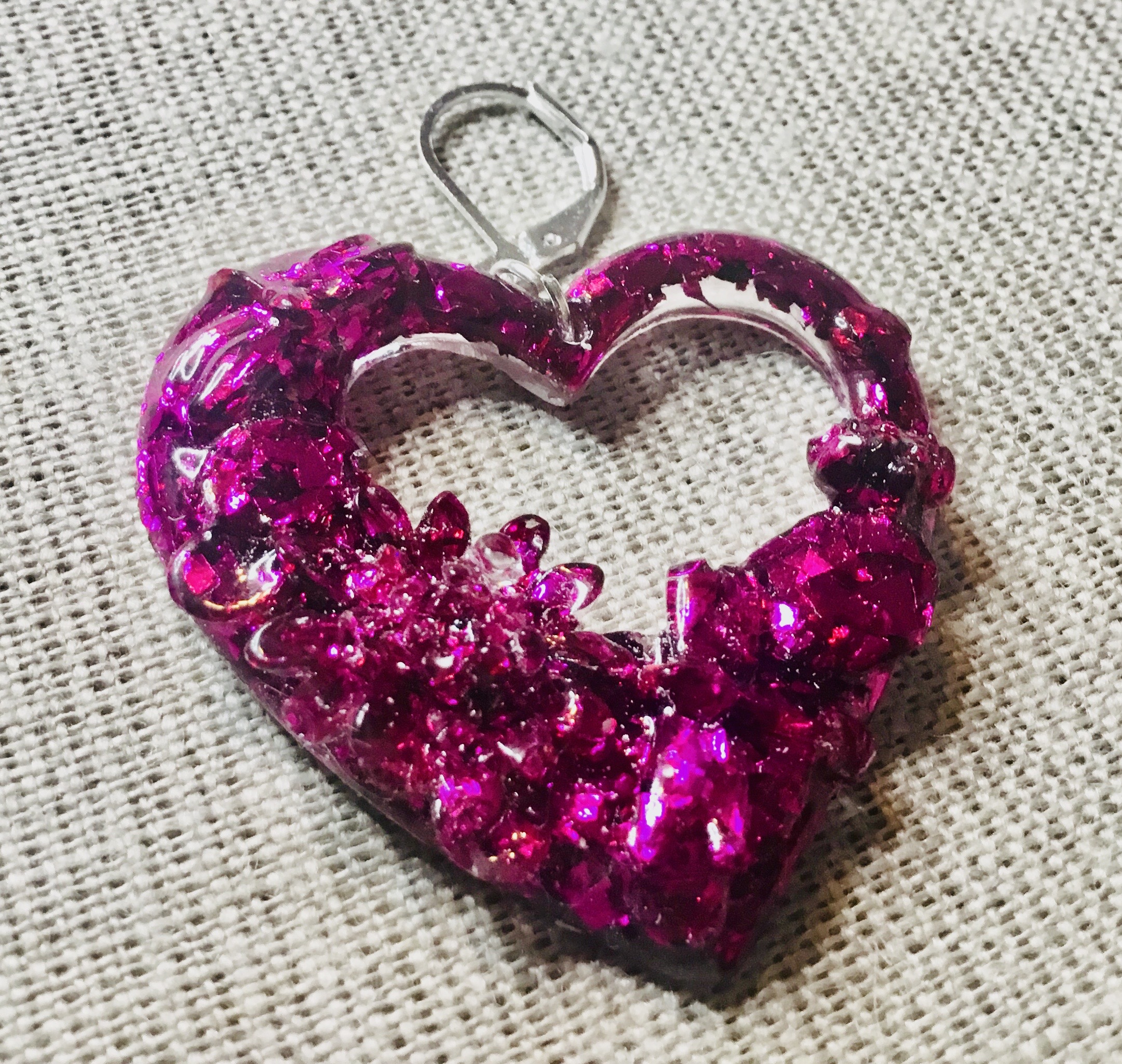 Red & pink glitter earrings set