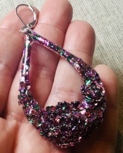 Red & pink glitter earrings set