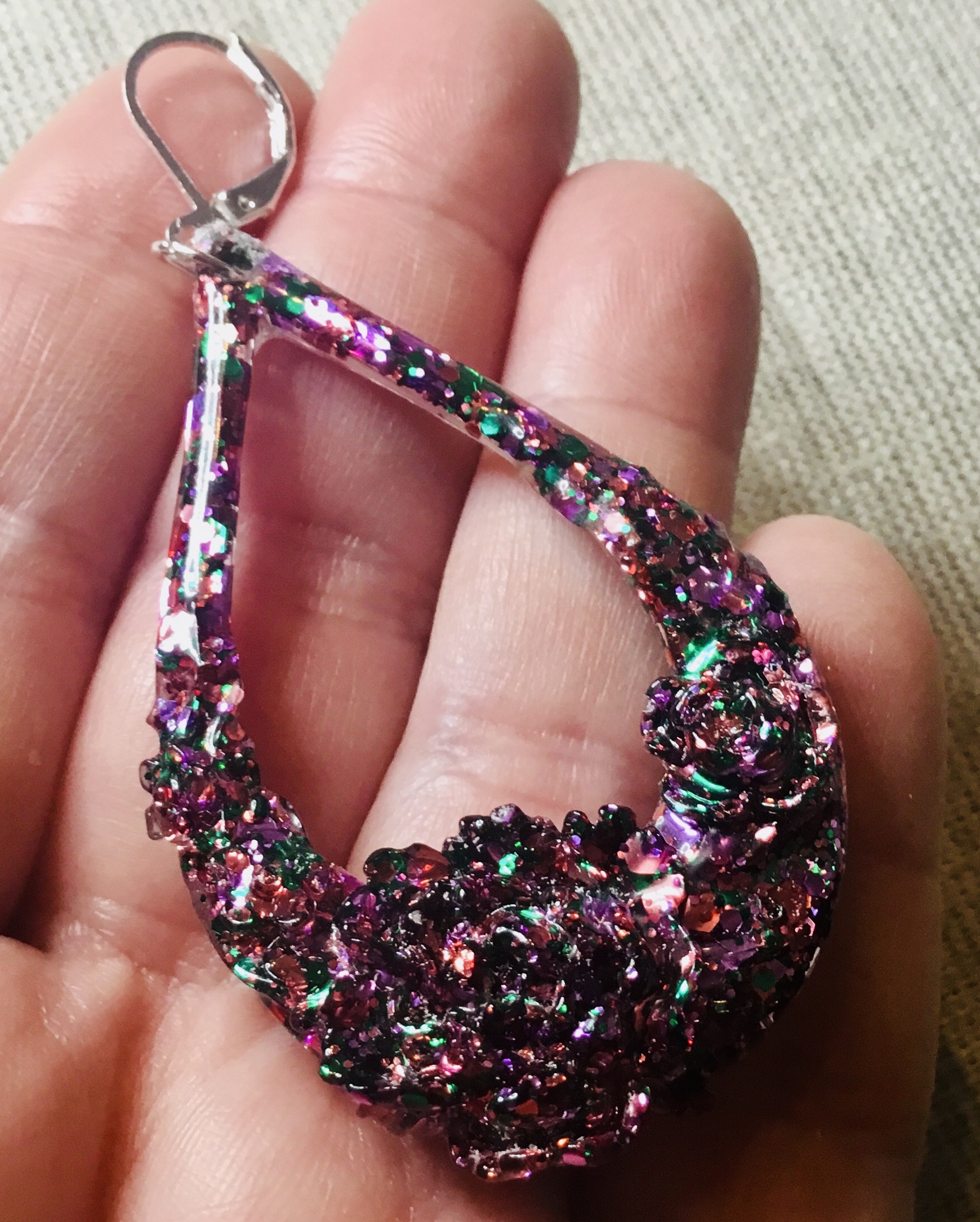 Red & pink glitter earrings set