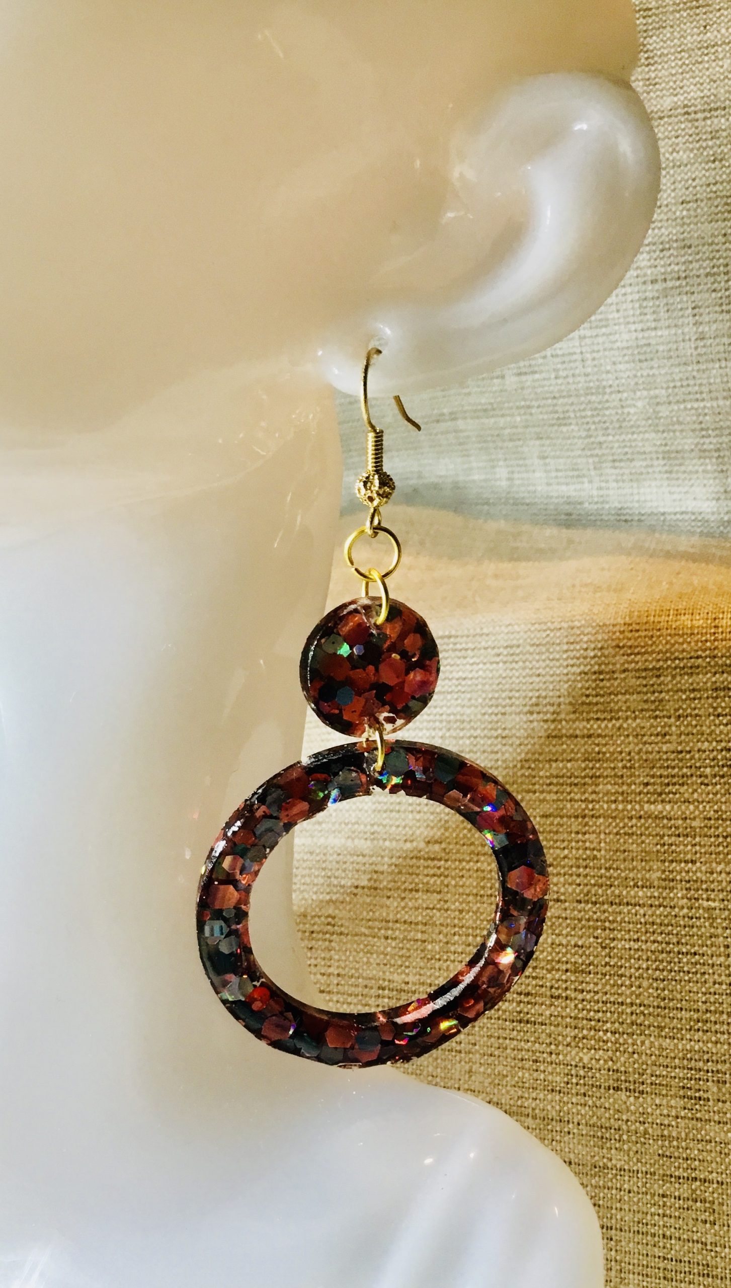 Customized Red pink glitter earrings