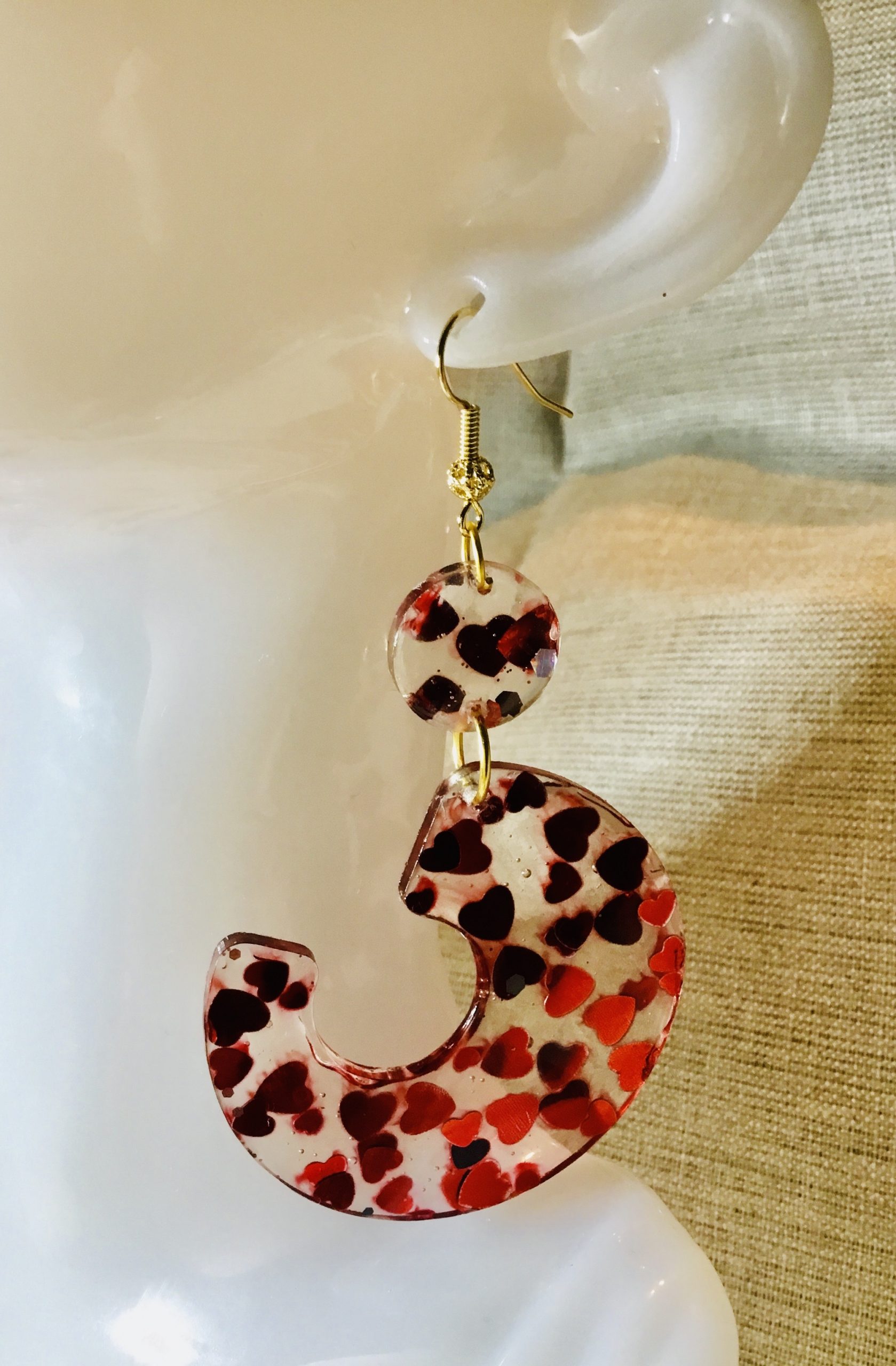 Customized Red pink glitter earrings