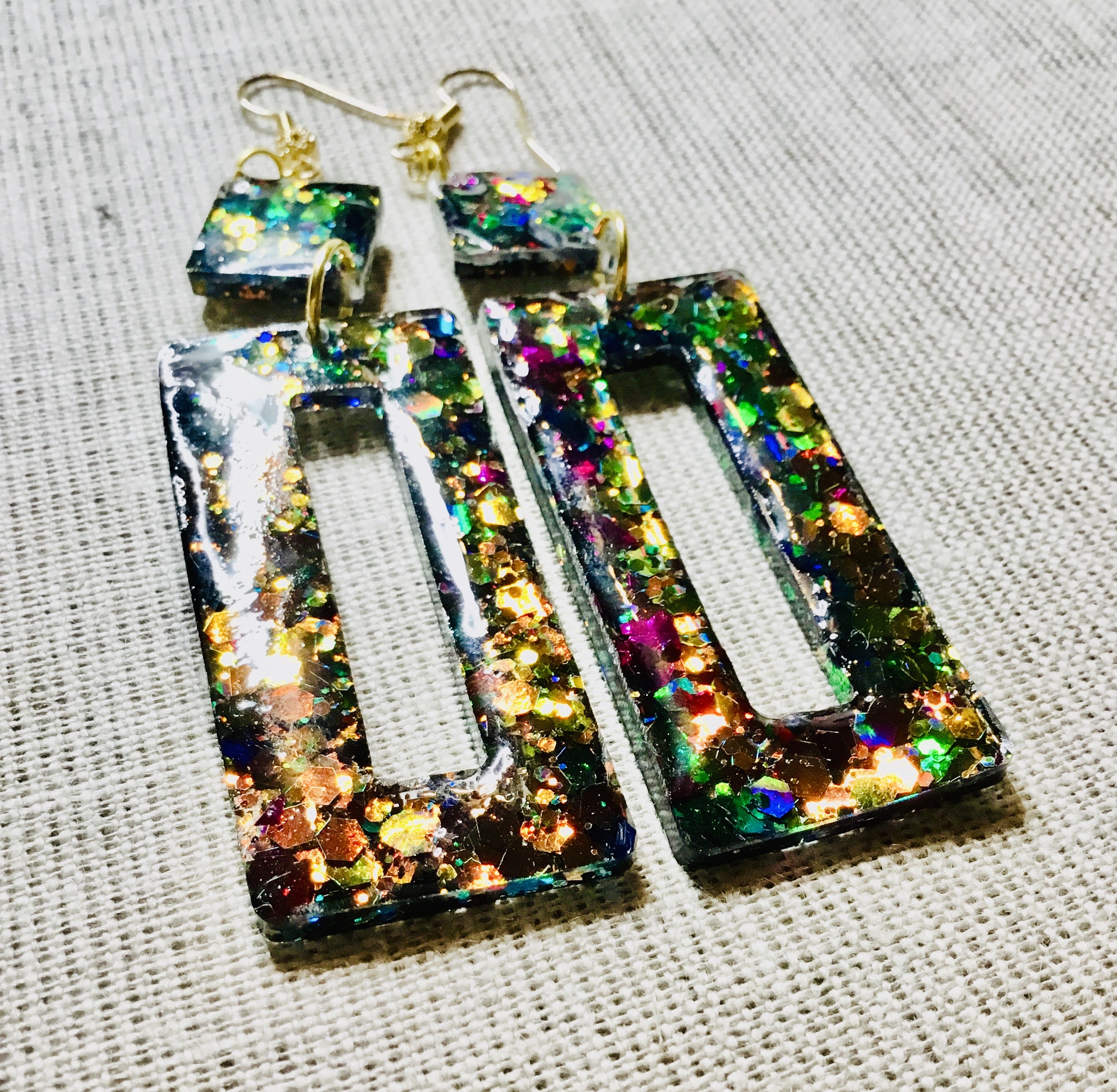 Customized Red pink glitter earrings
