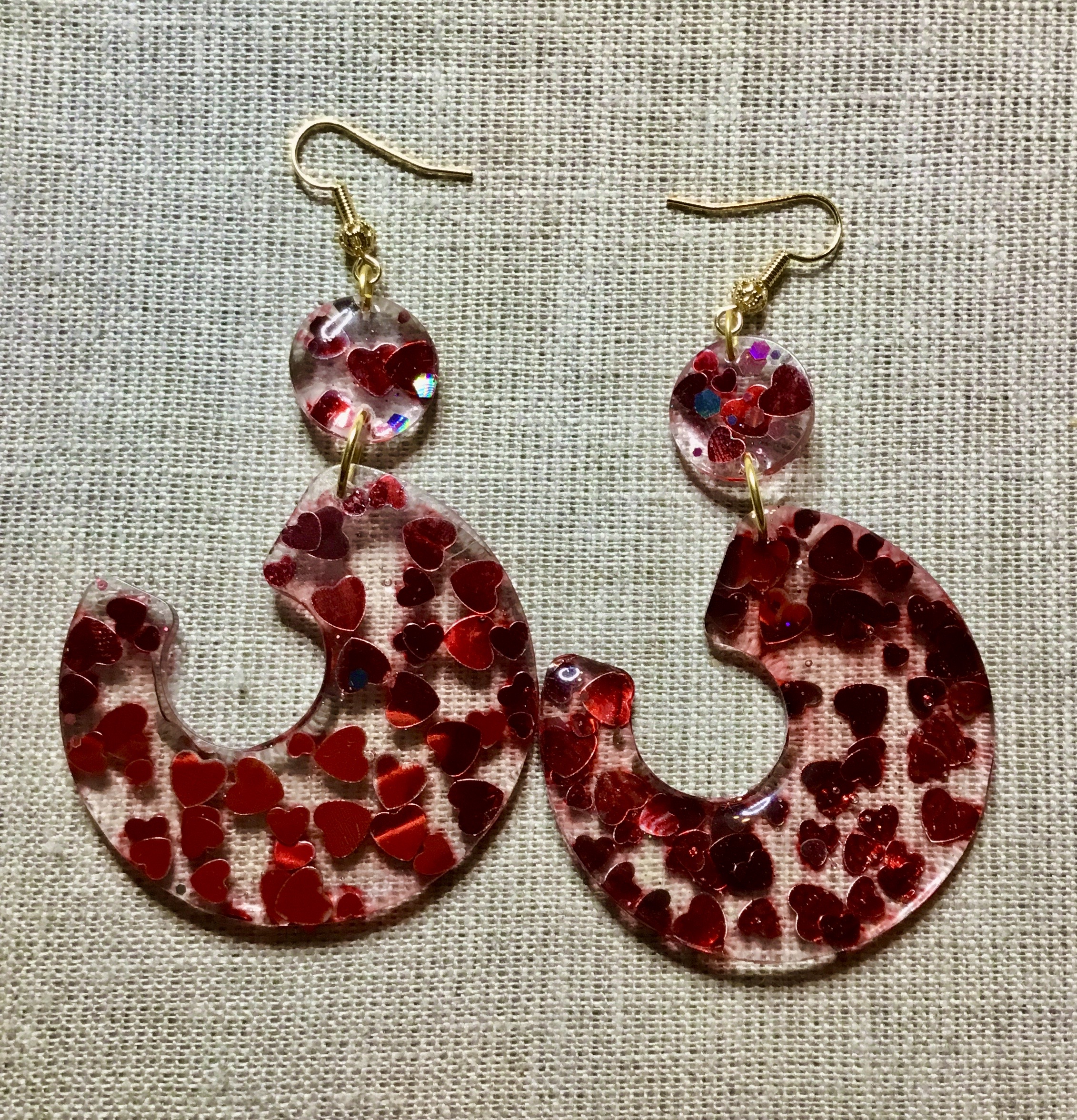 Customized Red pink glitter earrings