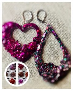 Red & pink glitter earrings set