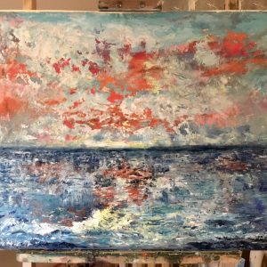 Orange sunset original oil painting Orange sunset original oil painting