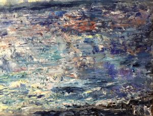 Orange sunset original oil painting 