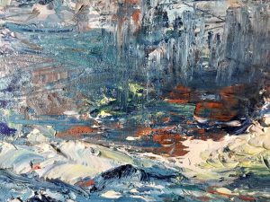 Orange sunset original oil painting 