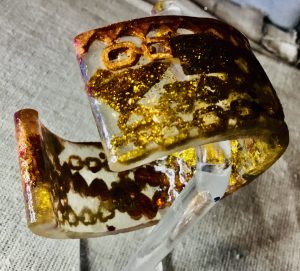 Golden chains cuff bangle,handmade resin jewelry gifts