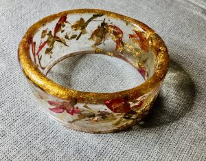 Snowdrops & golden foil bangle