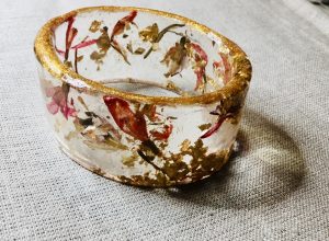 Snowdrops & golden foil bangle