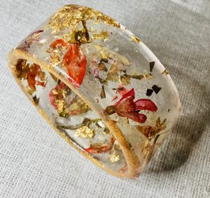 Snowdrops & golden foil bangle