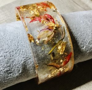 Snowdrops & golden foil bangle