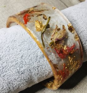 Snowdrops & golden foil bangle