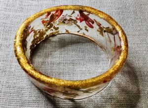 Snowdrops & golden foil bangle