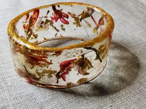 Snowdrops & golden foil bangle
