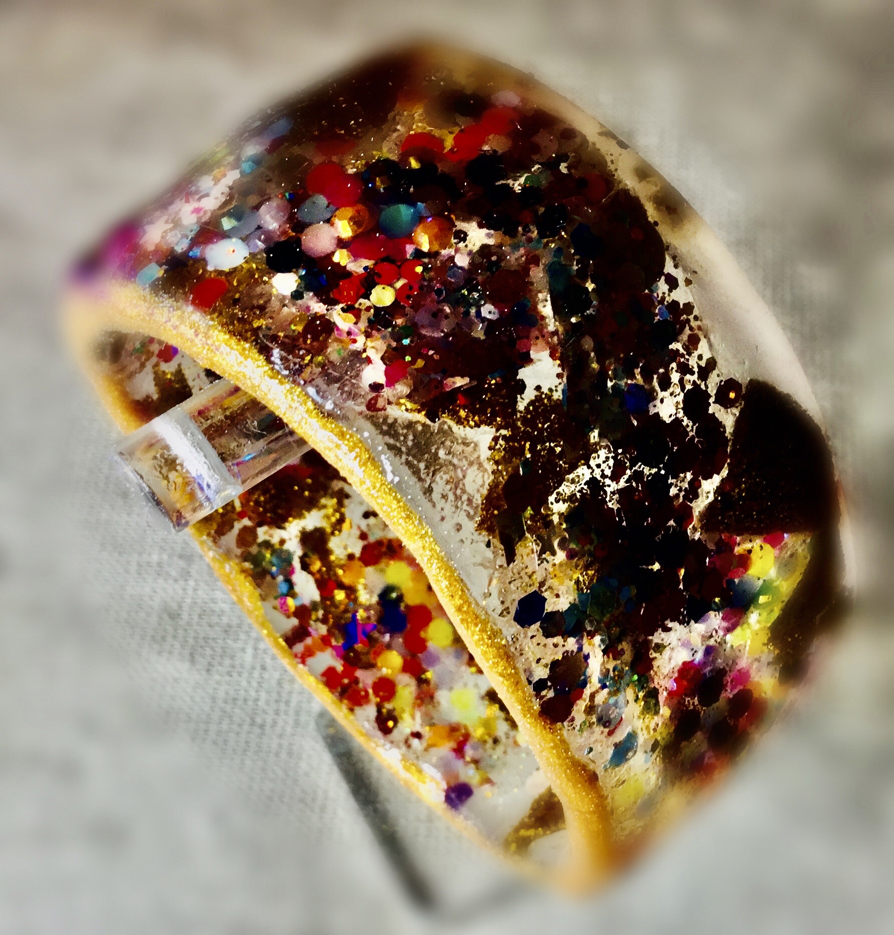 Colourful glitter resin bangle