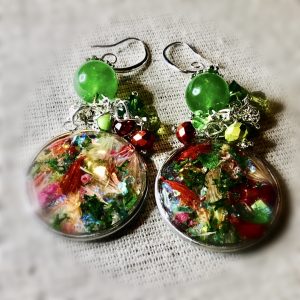 Real flowers Colourful earrings