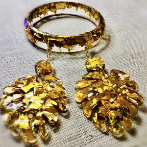 Golden glitter jewelry set,customized bangles