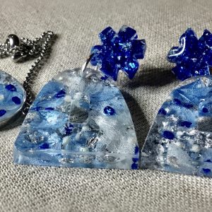 Blue hortensias jewelry set