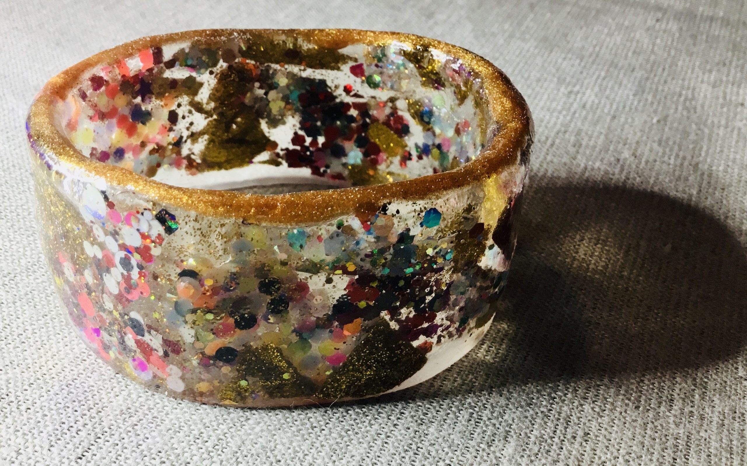 Colourful glitter resin bangle
