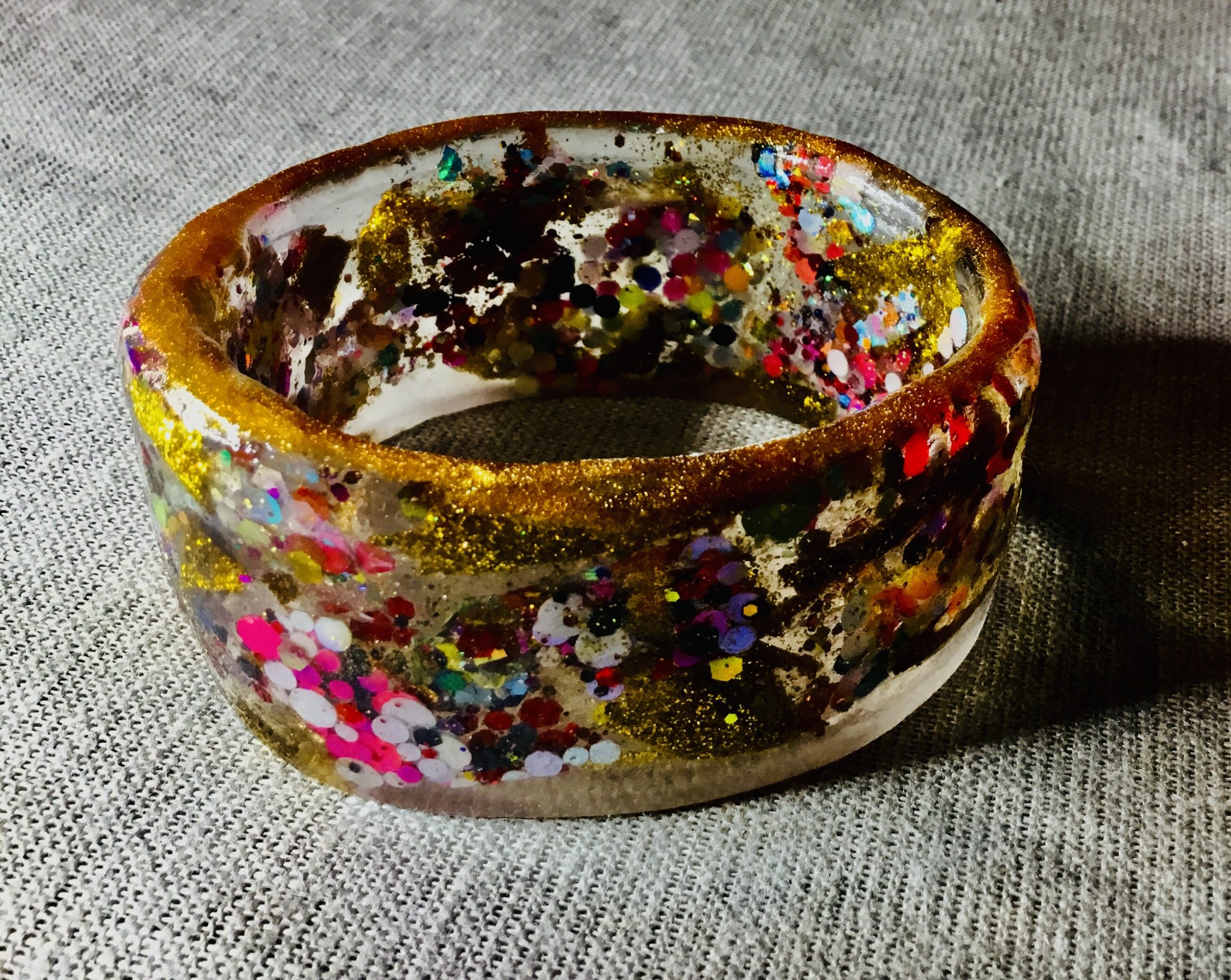 Colourful glitter resin bangle